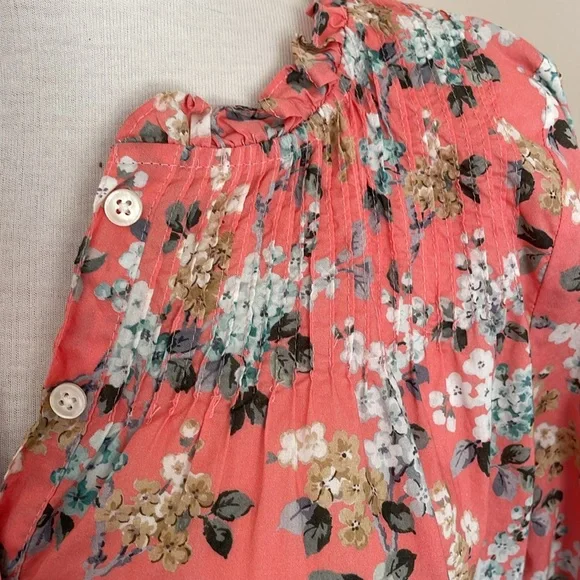 J Crew w/ Liberty Fabric Cotton Popover Blouse, Size 8 - Picture 4 of 8